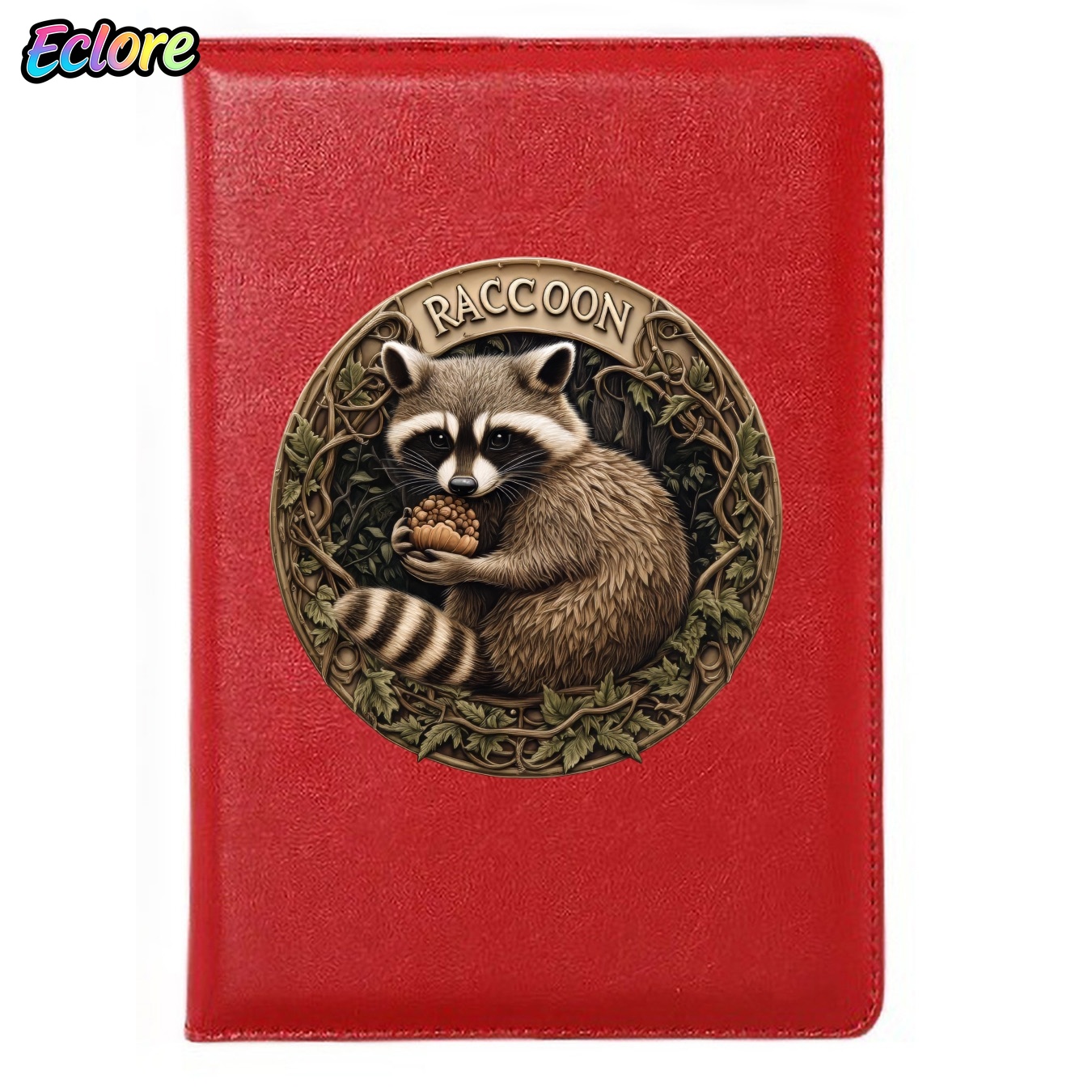 Leather Work Diary Covers - Винтажный кожаный дневник с иллюстрацией енота,